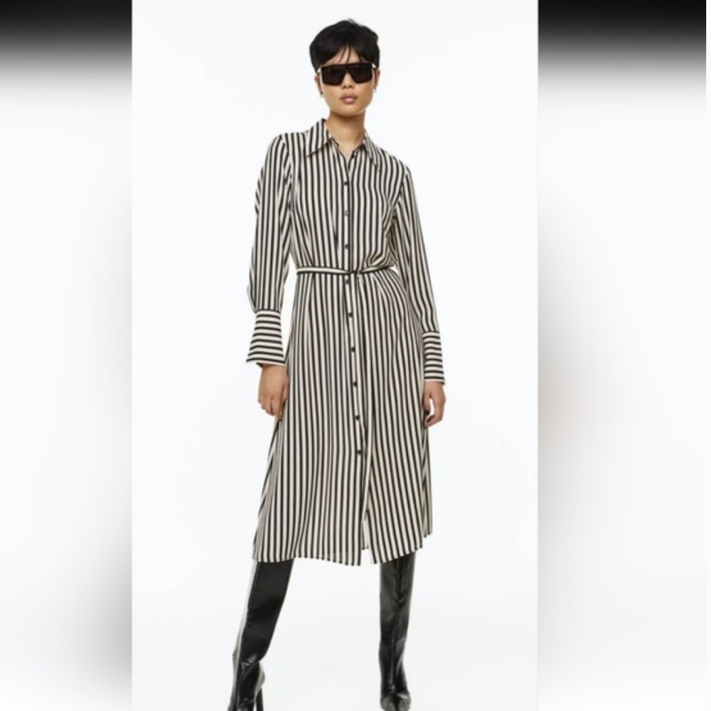 H&M Black and White Striped Maxi Dress